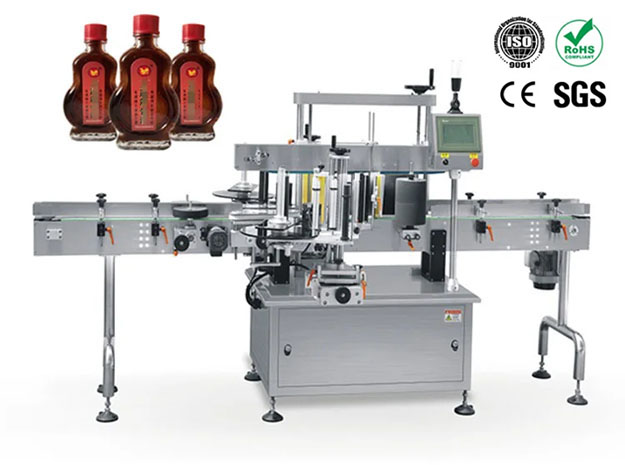 Automatic Flat Bottle Front Back Label Applicator Machine For Square Oval Bottles 4000BPH