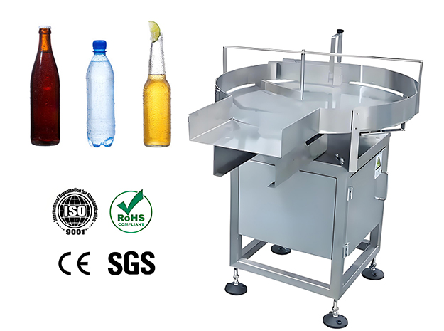 High-speed linear bottle unscrambler with 80 bottles per minute output